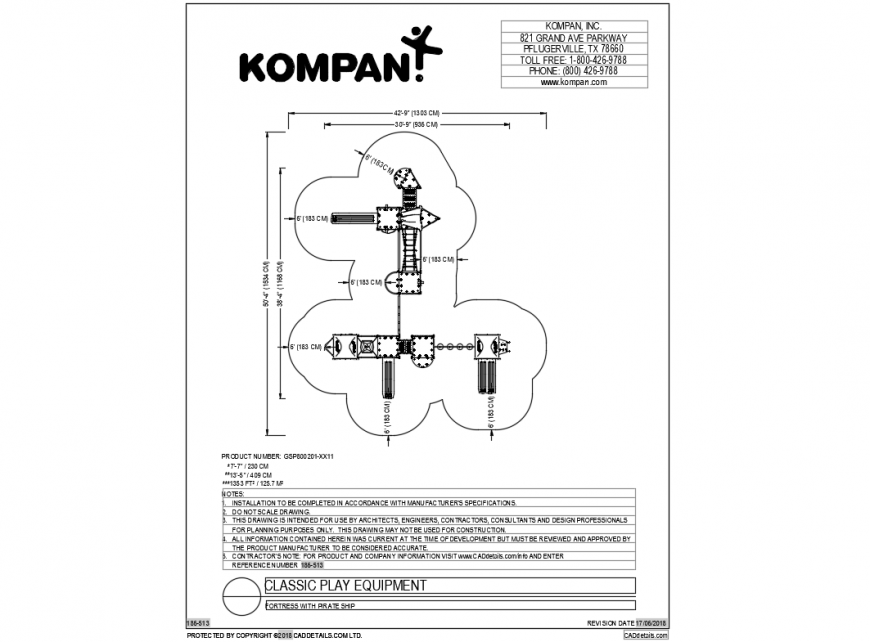 Fortress with pirate ship play equipment details dwg file