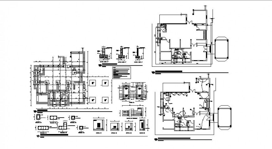 Foundation, structure and construction drawing details for pediatric clinic dwg file