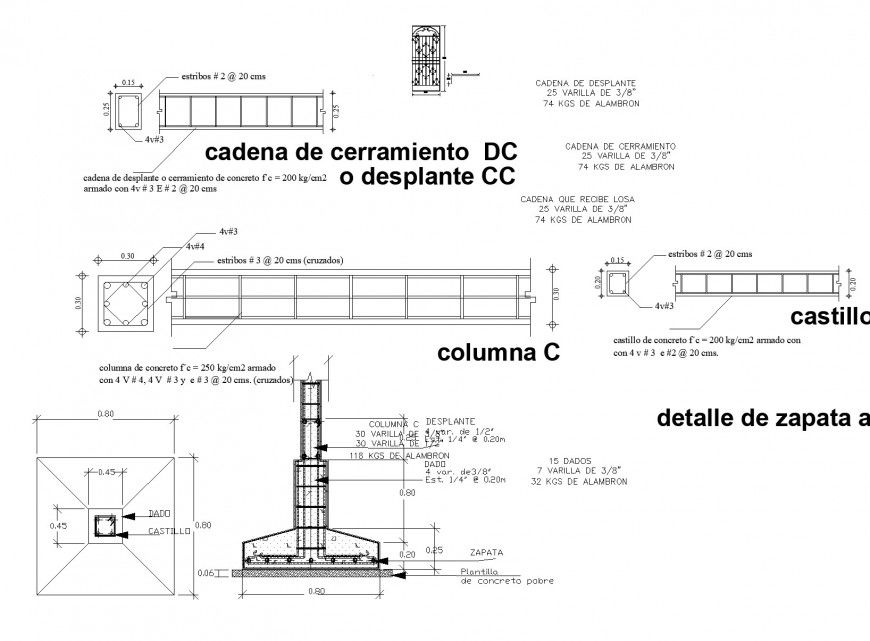 Foundation and beam section plan autocad file