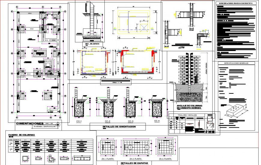 Foundation and brick wall section plan detail dwg file