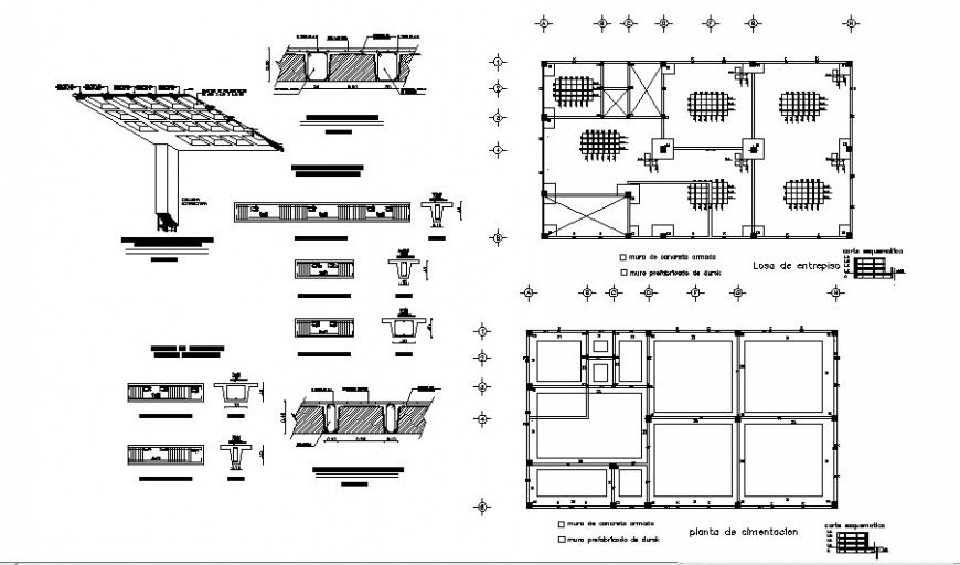 Foundation and column section planning autocad file