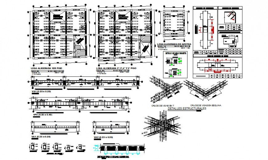 Foundation and constructive details of housing apartment building dwg file