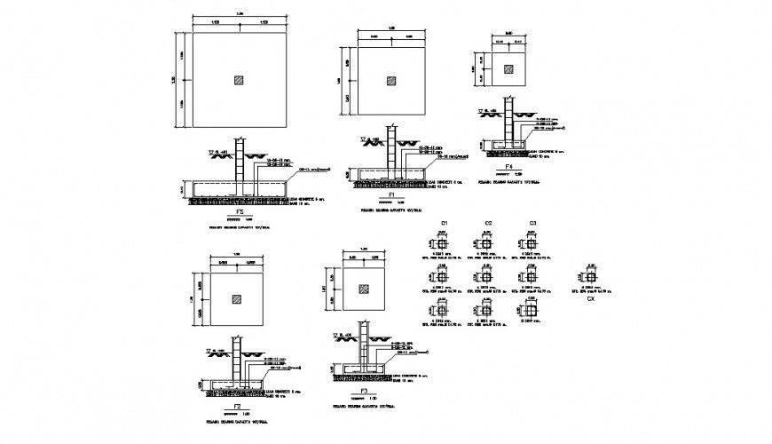 Foundation and footing plan structure cad drawing details dwg file