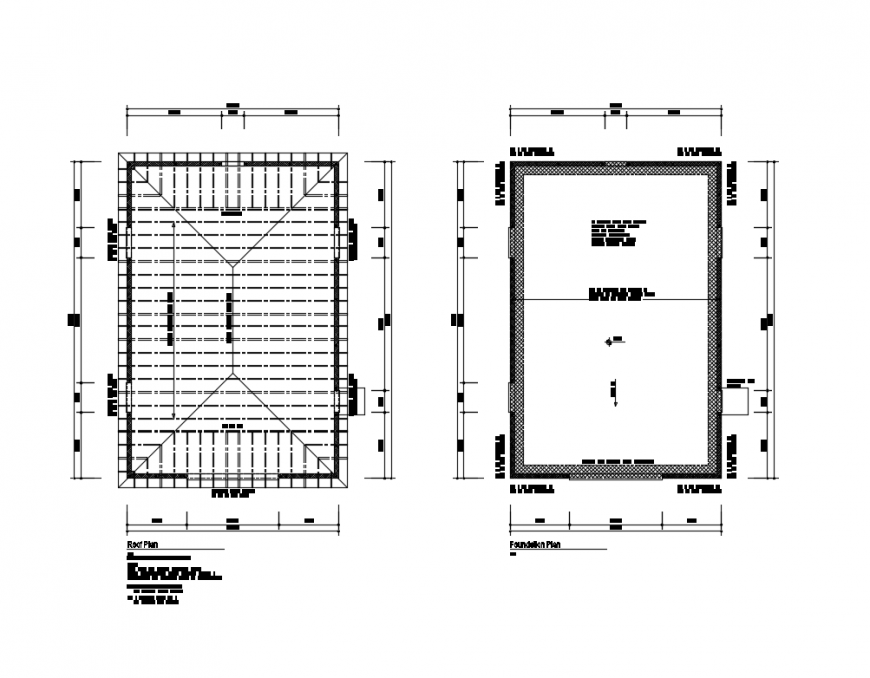 Foundation and roof structure plan cad drawing details dwg file