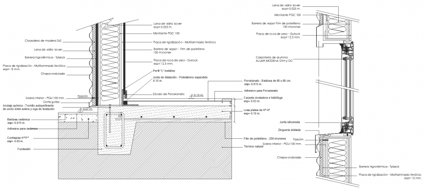 Foundation and section details of structure in dwg file.