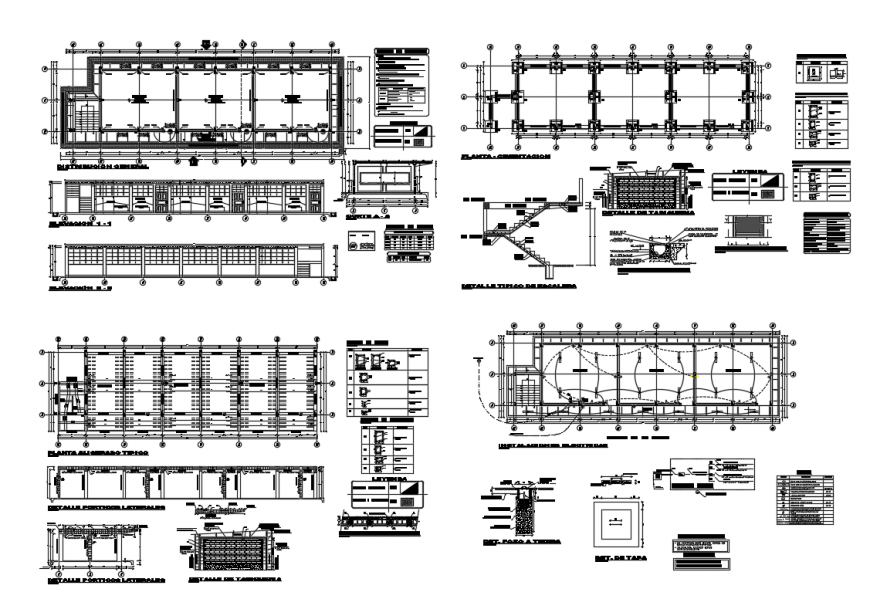 Foundation and staircase construction details cad drawing details dwg file