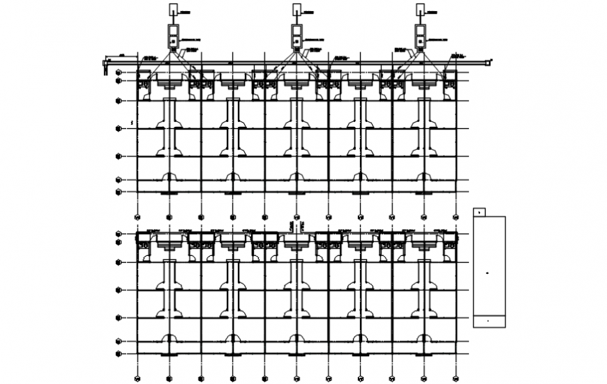 Foundation and structure drawing details of apartment building dwg file