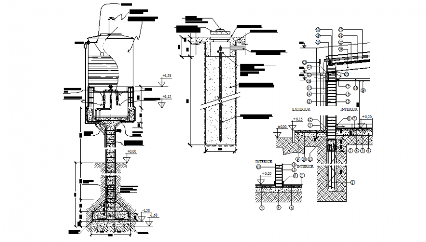 Foundation and wall section detail dwg file
