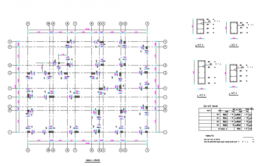 Foundation column detail in lay-out DWG File