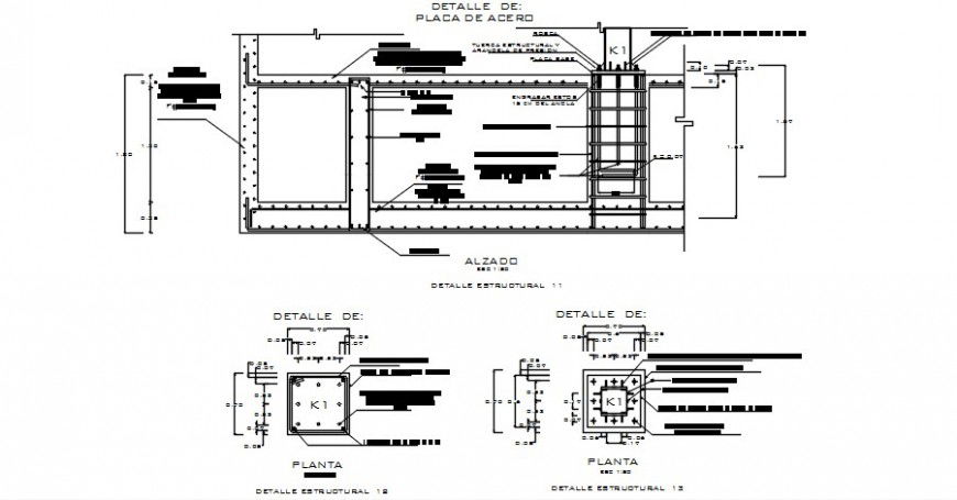 Foundation concrete slab section and plan cad drawing details dwg file