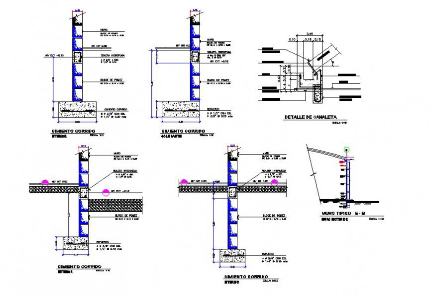 Foundation detail 2d view CAD construction block layout file in autocad format