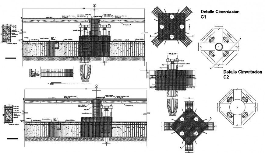 Foundation Detail and sectional detail dwg file in autocad format