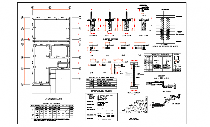 Foundation detail design of Single family home design drawing