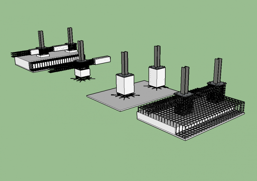 Foundation detail elevation layout 3d model sketch up file