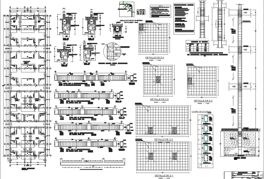 Foundation detail of the building in dwg AutoCAD file.