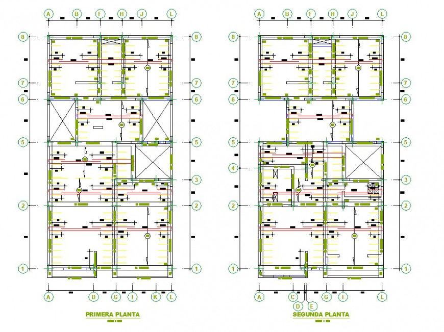 Foundation drawing of building in dwg file.