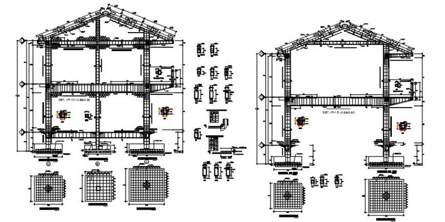 Foundation drawings 2d view CAD structural blocks dwg autocad file