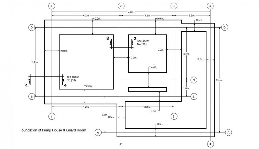 Foundation drawings details of pump house autocad file