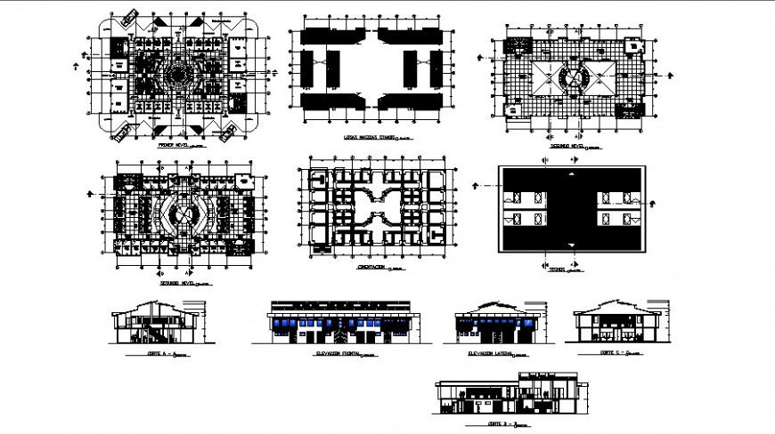 Foundation and floor plan of market in auto cad file