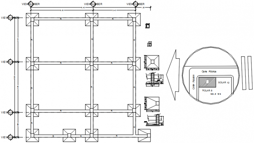 Foundation floor plan structure details of luxuries villa dwg file