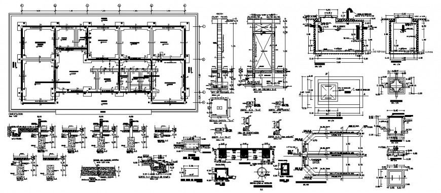 Foundation footing detail drawing 2d view autocad file