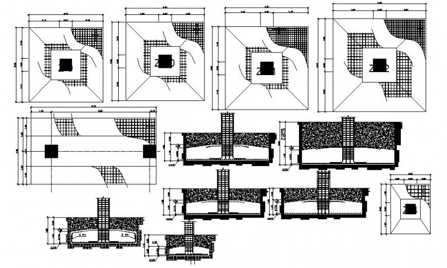 Foundation footing detail drawing in autocad software