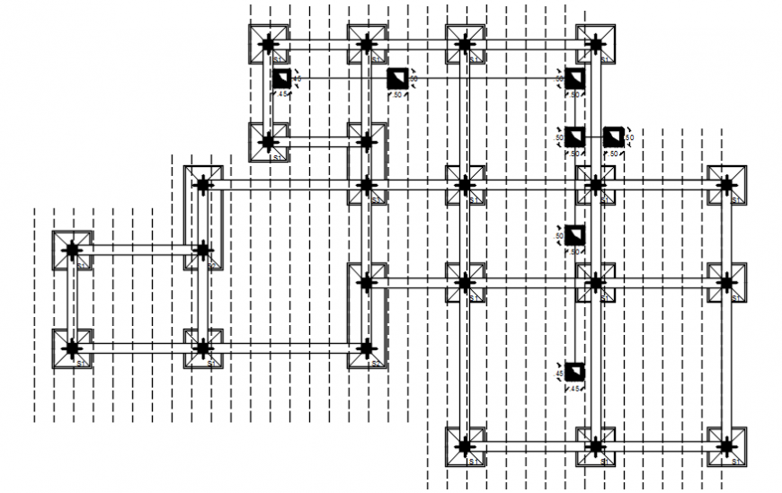Foundation footing plan drawings 2d view autocad software file
