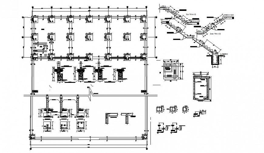 Foundation footing structure details along with other RCC units autocad file