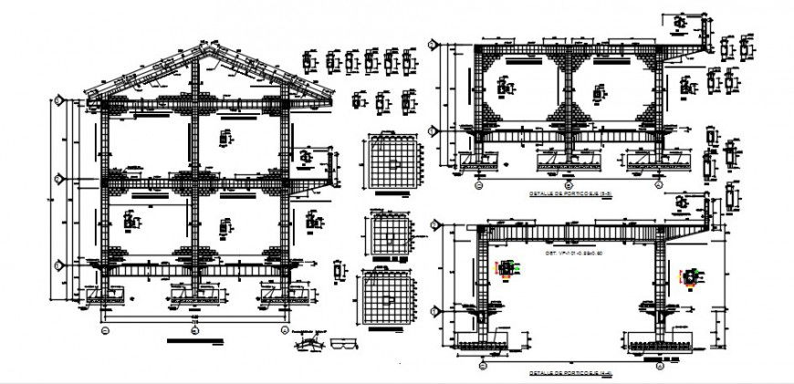 Foundation footing structure drawings CAD RCC construction units dwg file