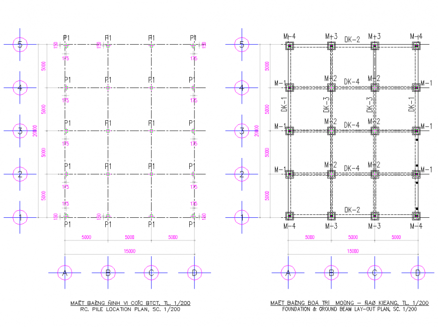 Foundation grid line planning autocad file