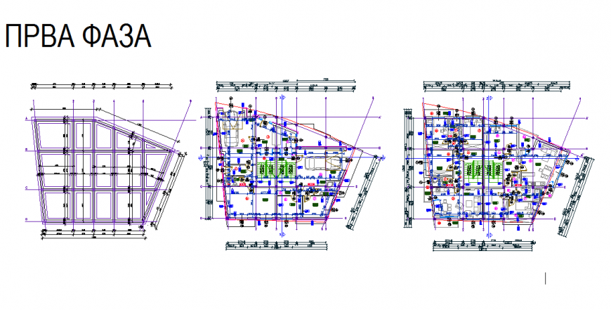 Foundation lay-out, Parking lay-out, Ground Floor lay-out detail