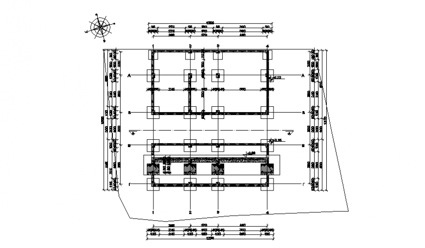 Foundation layout plan of Single house design drawing