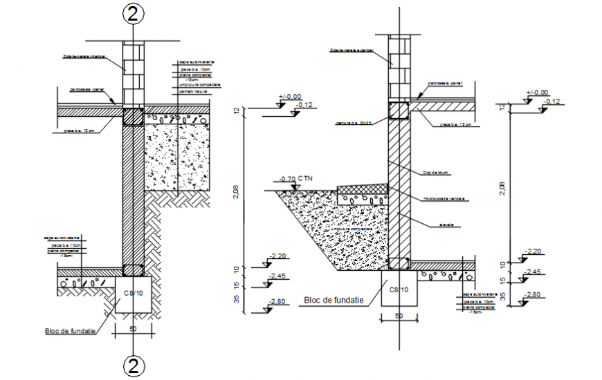 Foundation of block with Masonry Interior wall in AutoCAD file