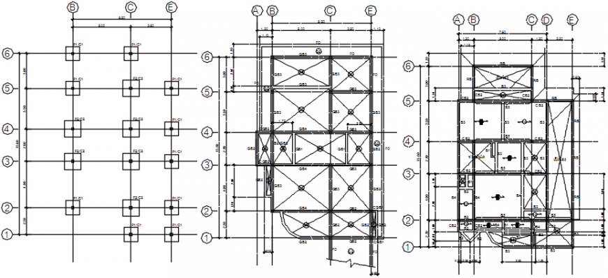Foundation plan, cover plan and structure details of cottage house dwg file