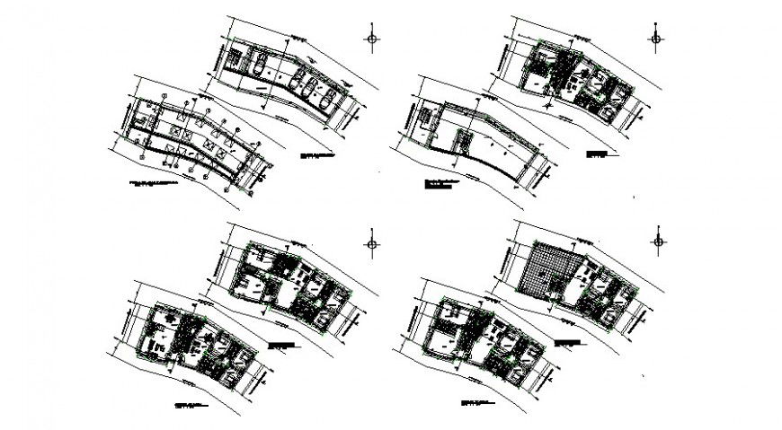 Foundation plan, floor plan and structure details of office building dwg file