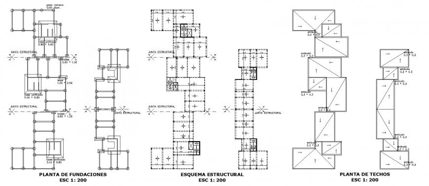 Foundation plan, cover plan and structure drawing details of house ...