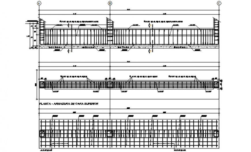 Foundation plan and beam and column detail of house in AutoCAD file