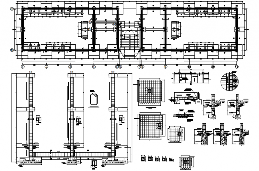 Foundation plan and beam schedule drawing details of education building dwg file