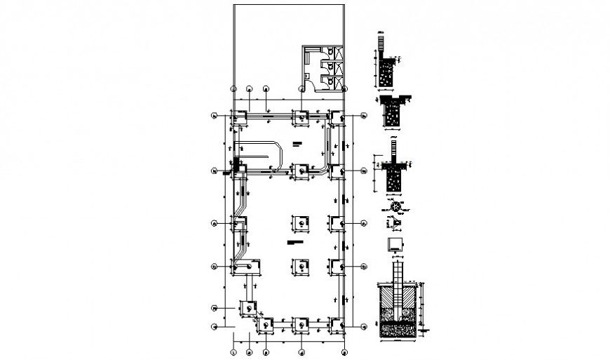 Foundation plan and construction details 2d view autocad file