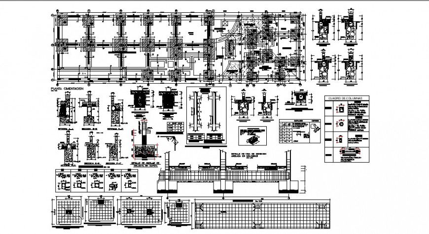 Foundation plan and construction details drawing in this dwg file