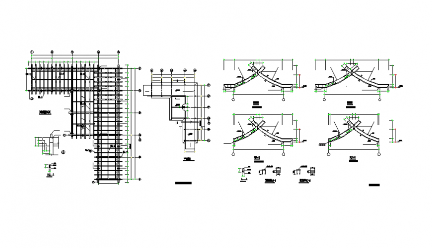 Foundation plan and construction details of building dwg file