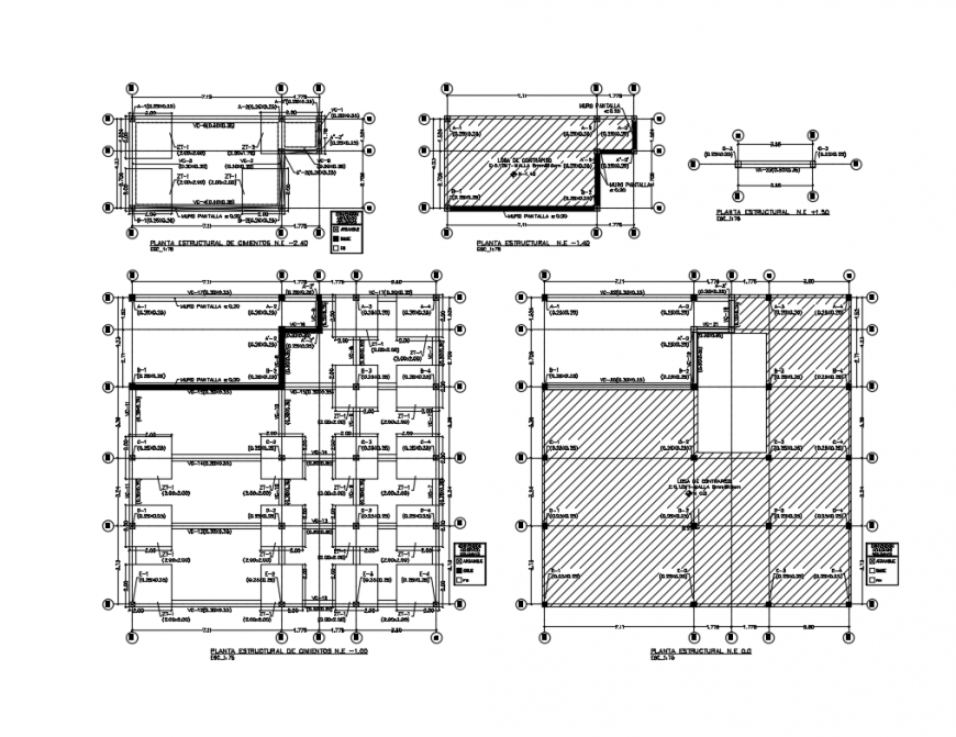 Foundation plan and construction details of housing building dwg file