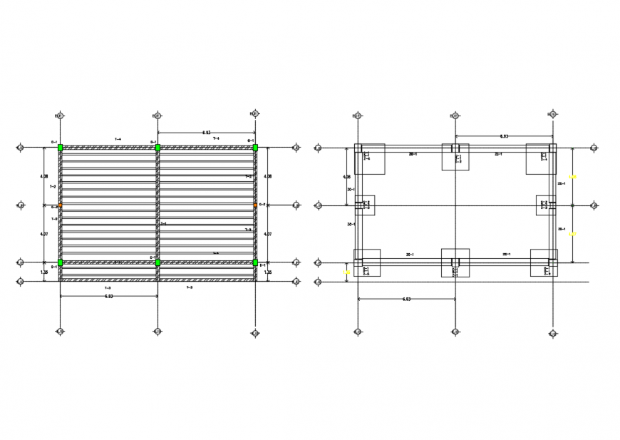Foundation plan and construction details of school dwg file