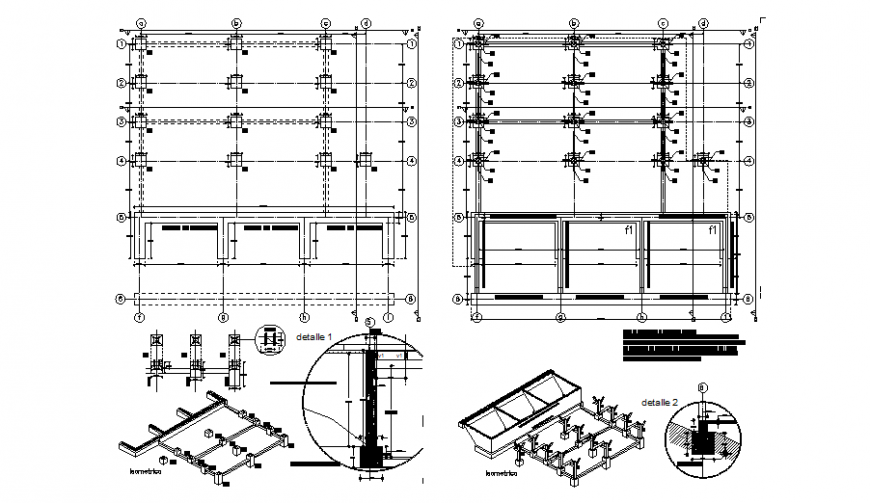 Foundation plan and constructive details of one family house dwg file