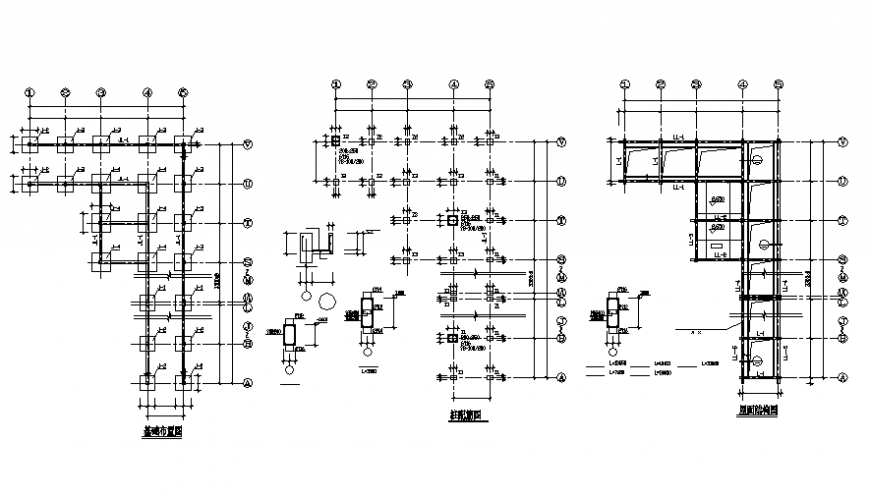 Foundation plan and constructive structure cad drawing details dwg file