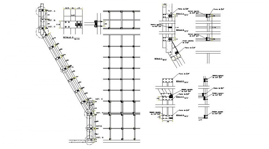 Foundation plan and constructive structure details of hostel building dwg file