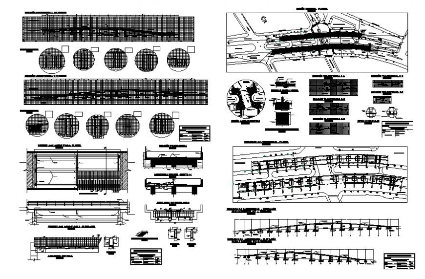 Foundation plan and constructive structure details of office building dwg file