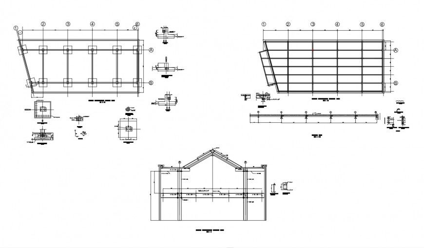 Foundation plan and constructive structure details of office dwg file