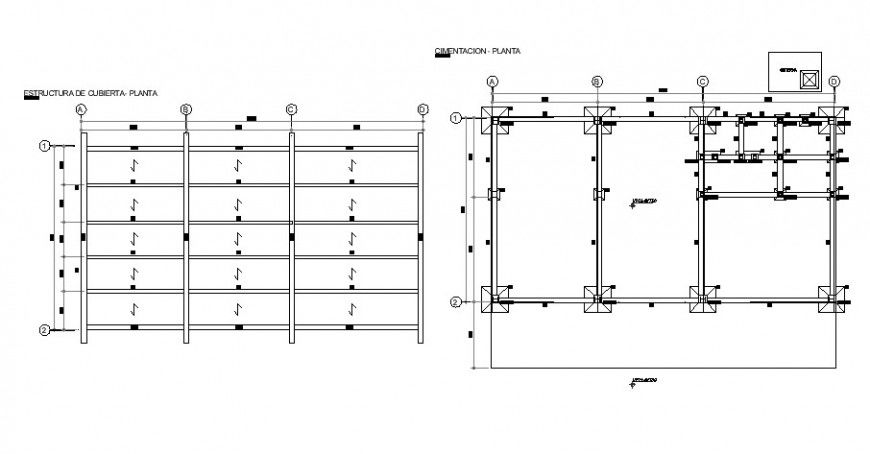 Foundation plan and cover plan cad structure details dwg file