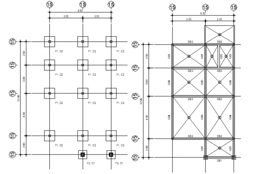 Foundation plan and cover structure cad drawing details dwg file